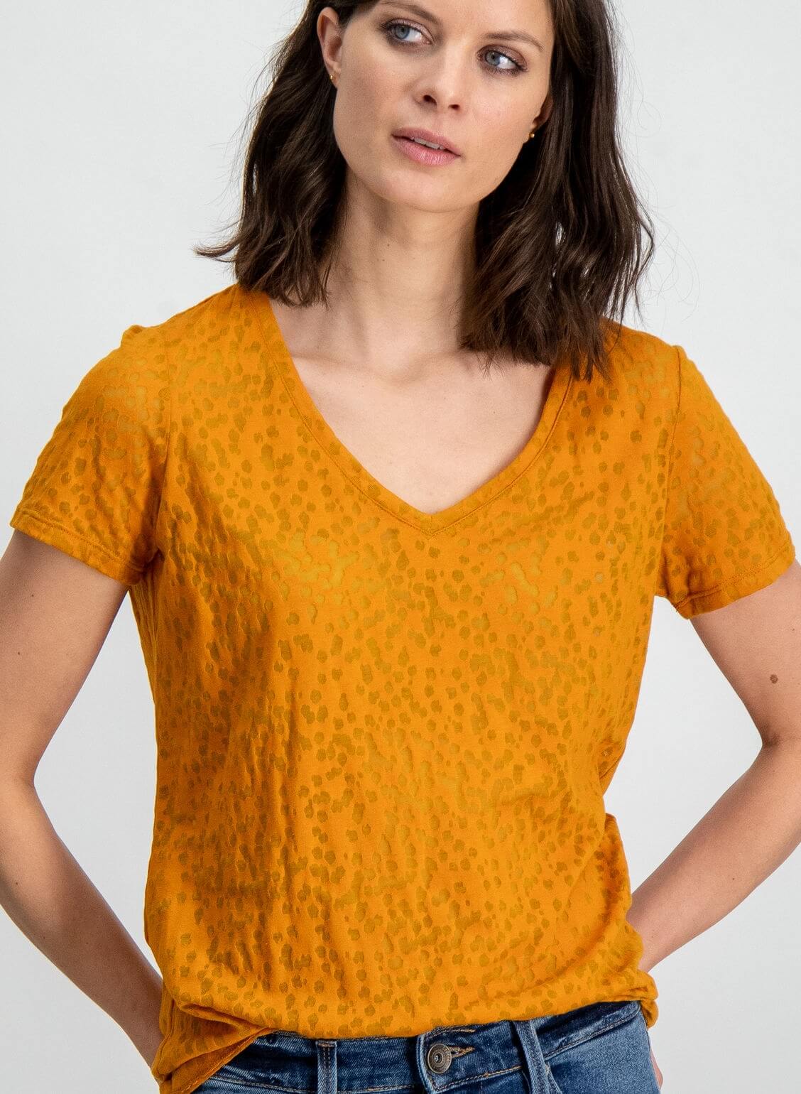 T-shirt laranja translúcido para mulher da Garcia de Jeans