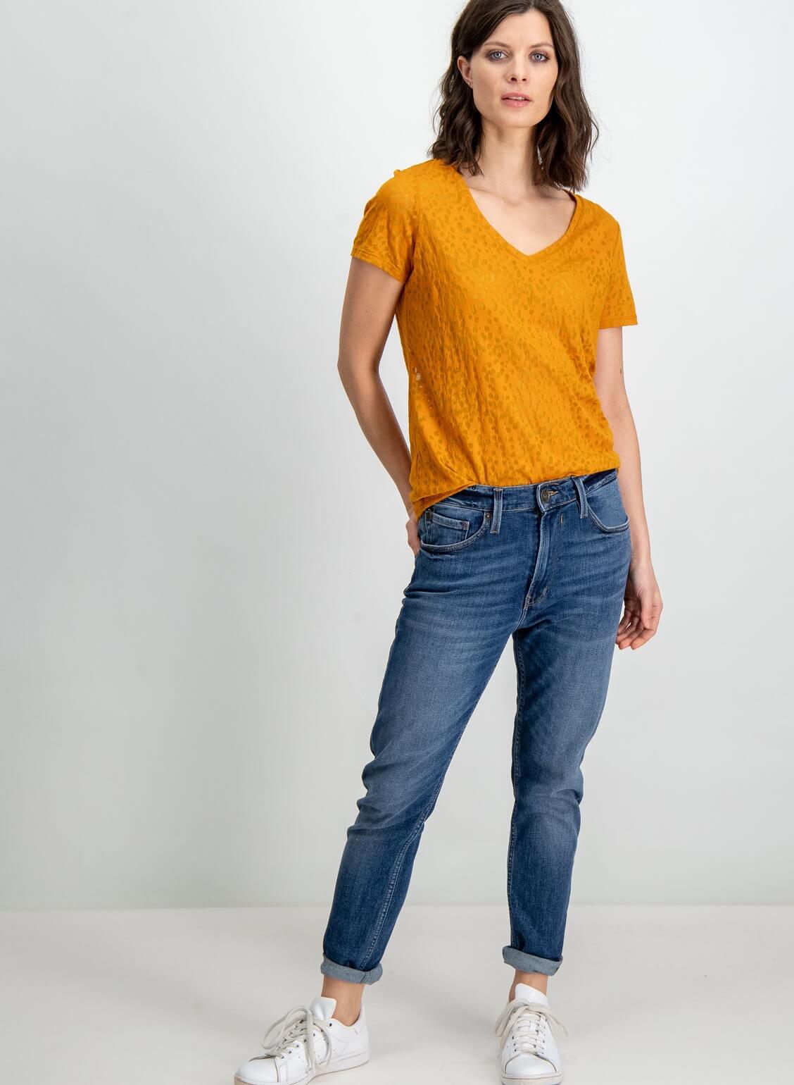 T-shirt laranja translúcido para mulher da Garcia de Jeans