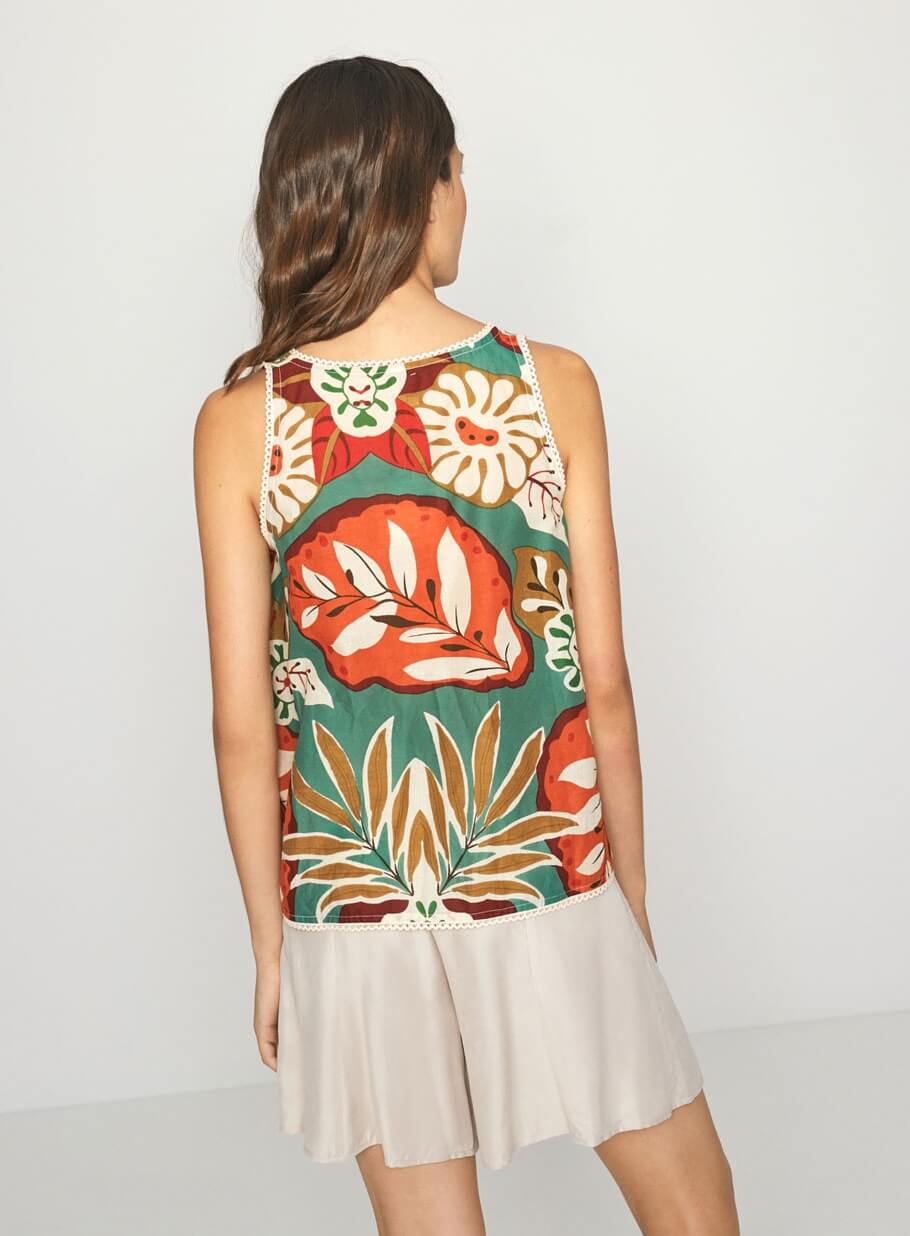 Tope de cavas print flores da Surkana