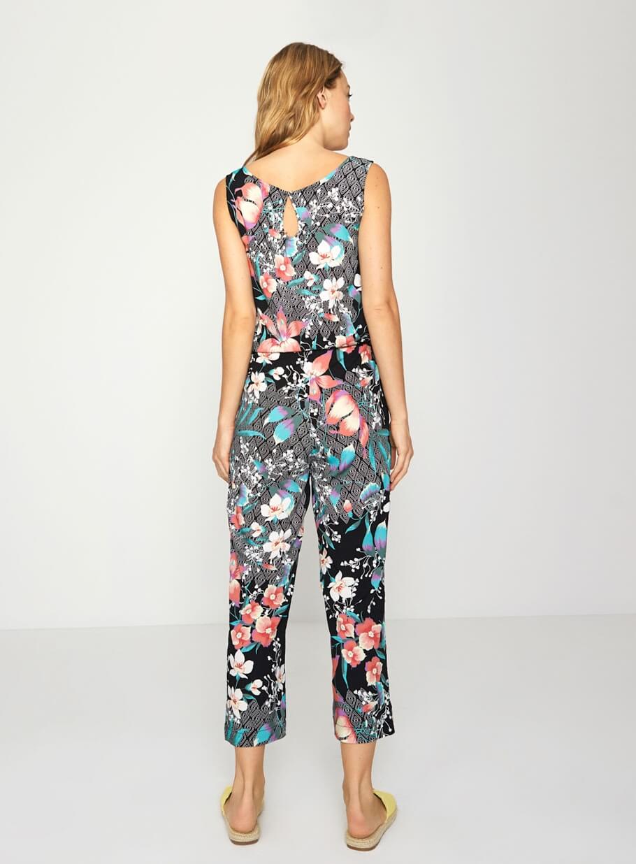 Costas de macacão de alças com print floral da Surkana