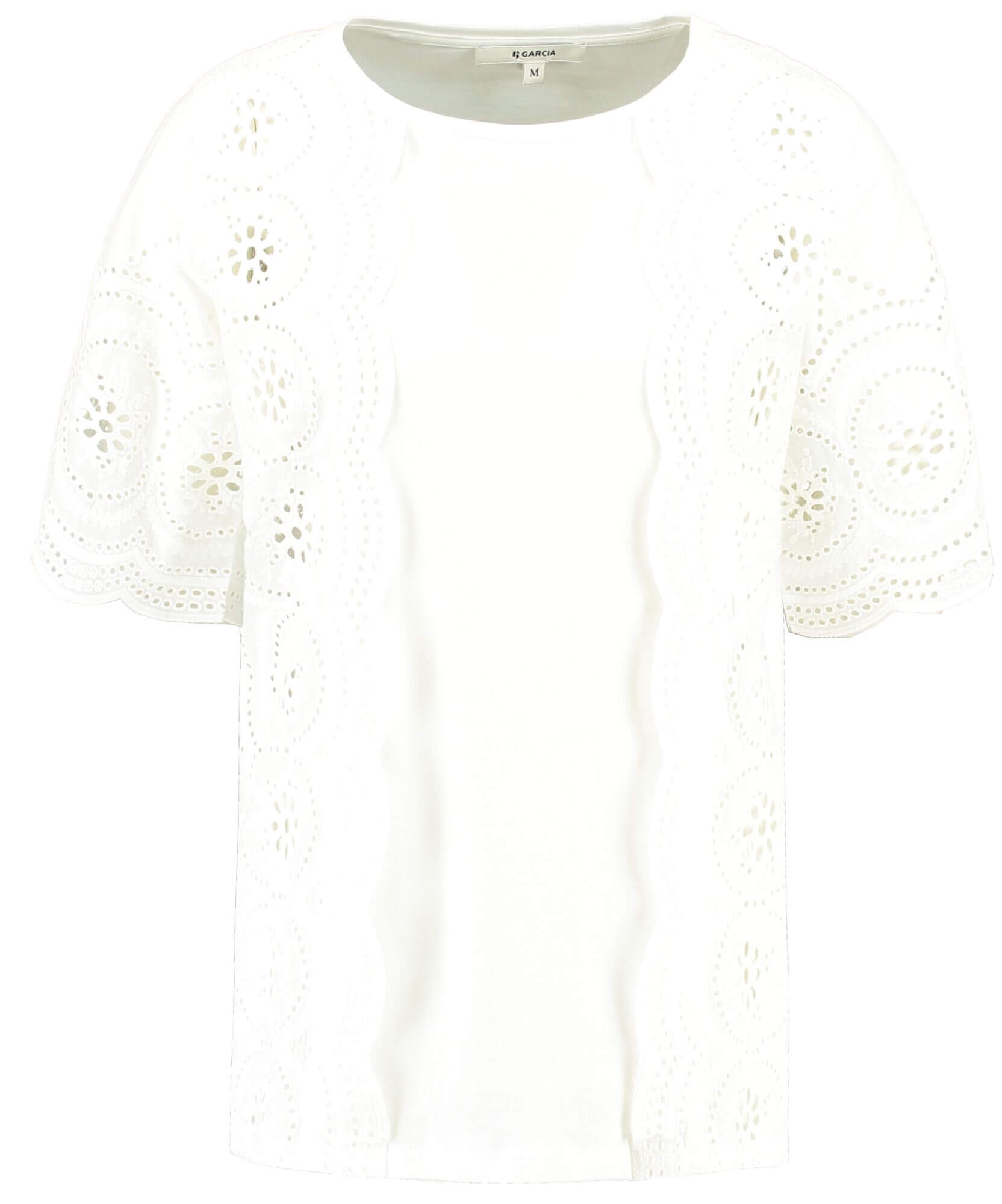 T-shirt branca com renda para mulher da Garcia Jeans