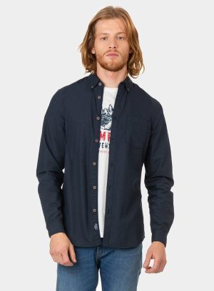 Camisa slim fit azul marino para homem da Tiffosi