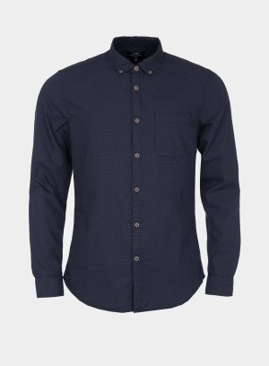 Camisa slim fit azul marino para homem da Tiffosi