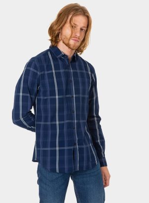 Camisa regular fit xadrez azul para homem da Tiffosi