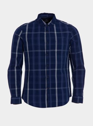 Camisa regular fit xadrez azul para homem da Tiffosi