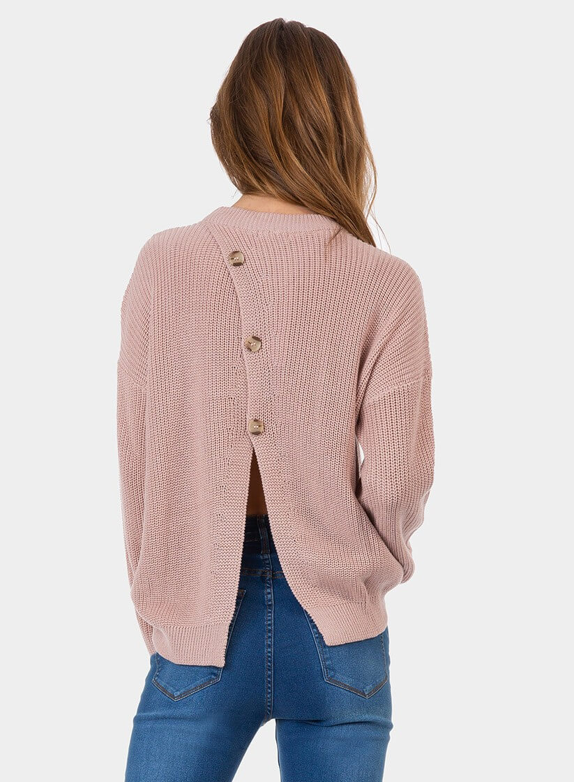 Camisola rosa com três botões na costa para mulher da Tiffosi