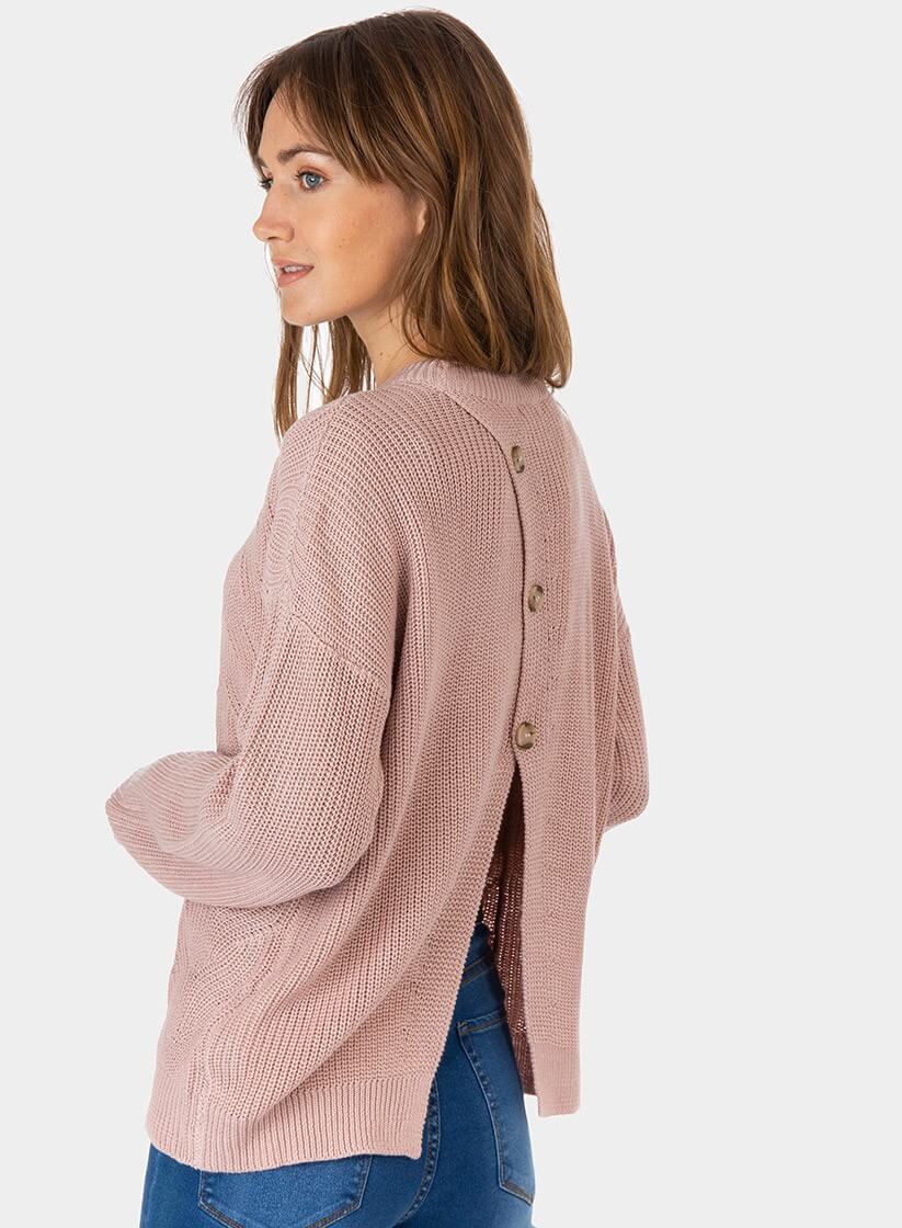 Camisola rosa com três botões na costa para mulher da Tiffosi