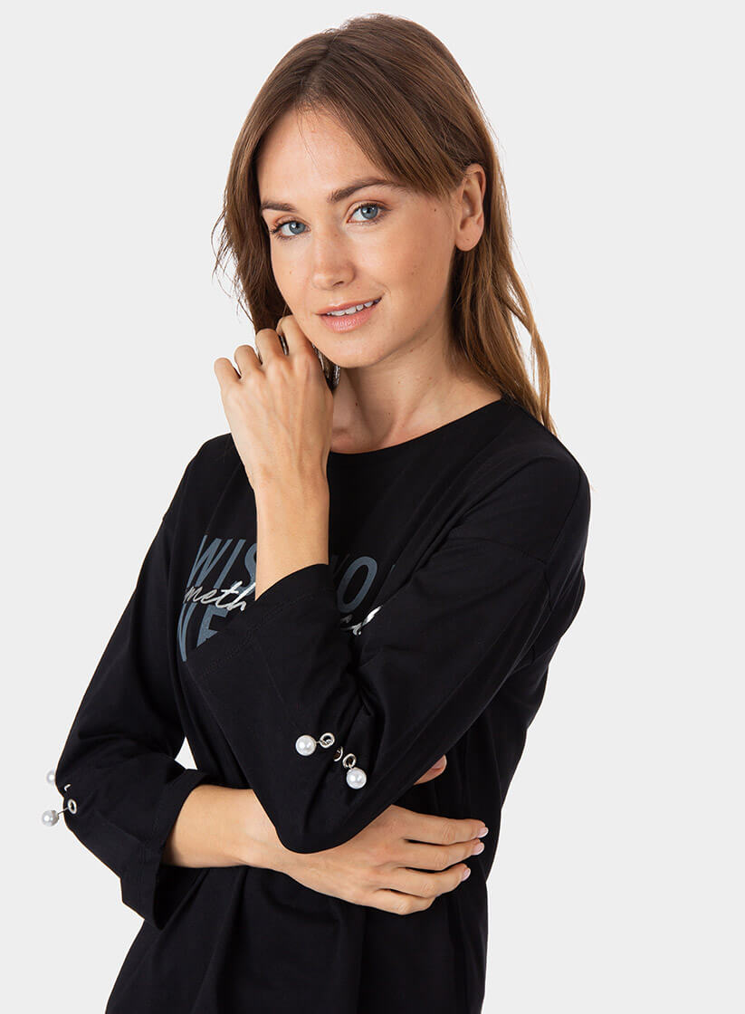 Camisola preta com letras para mulher da Tiffosi