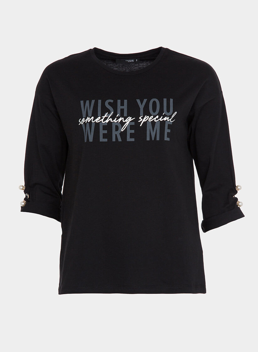 Camisola preta com letras para mulher da Tiffosi