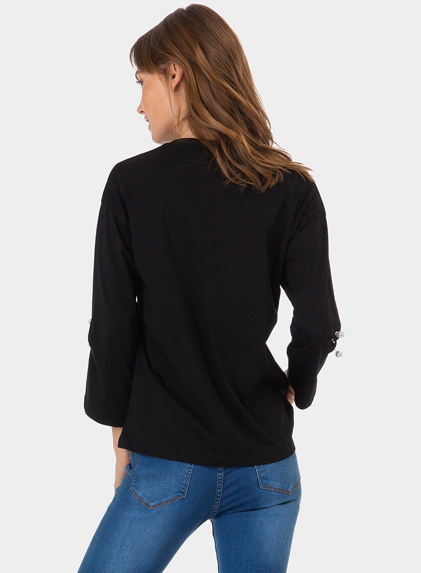 Camisola preta com letras para mulher da Tiffosi