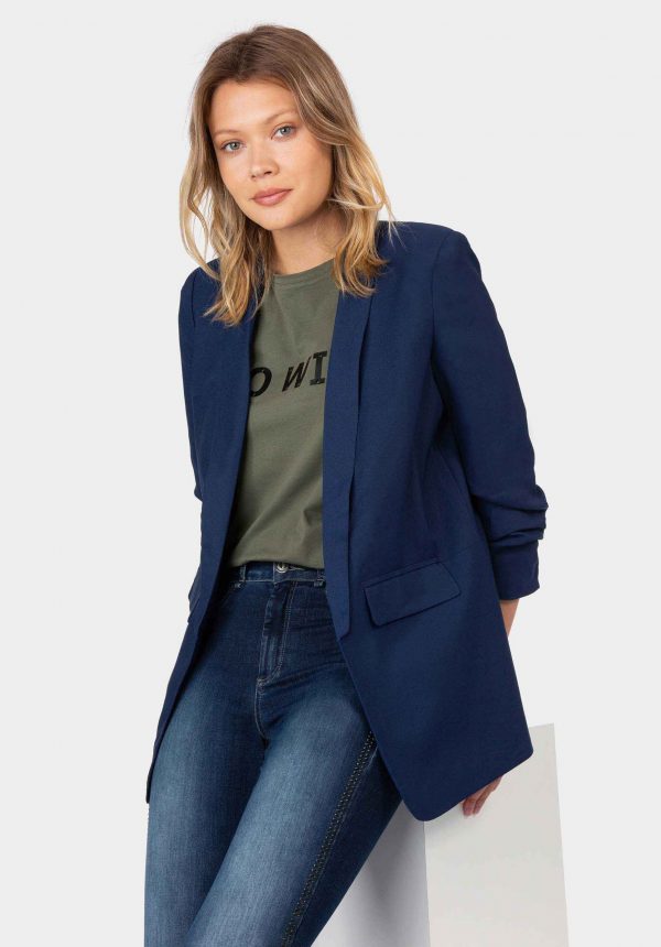 Blazer azul marino sem botão para mulher da Tiffosi