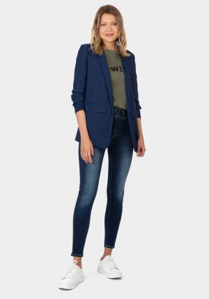 Blazer azul marino sem botão para mulher da Tiffosi