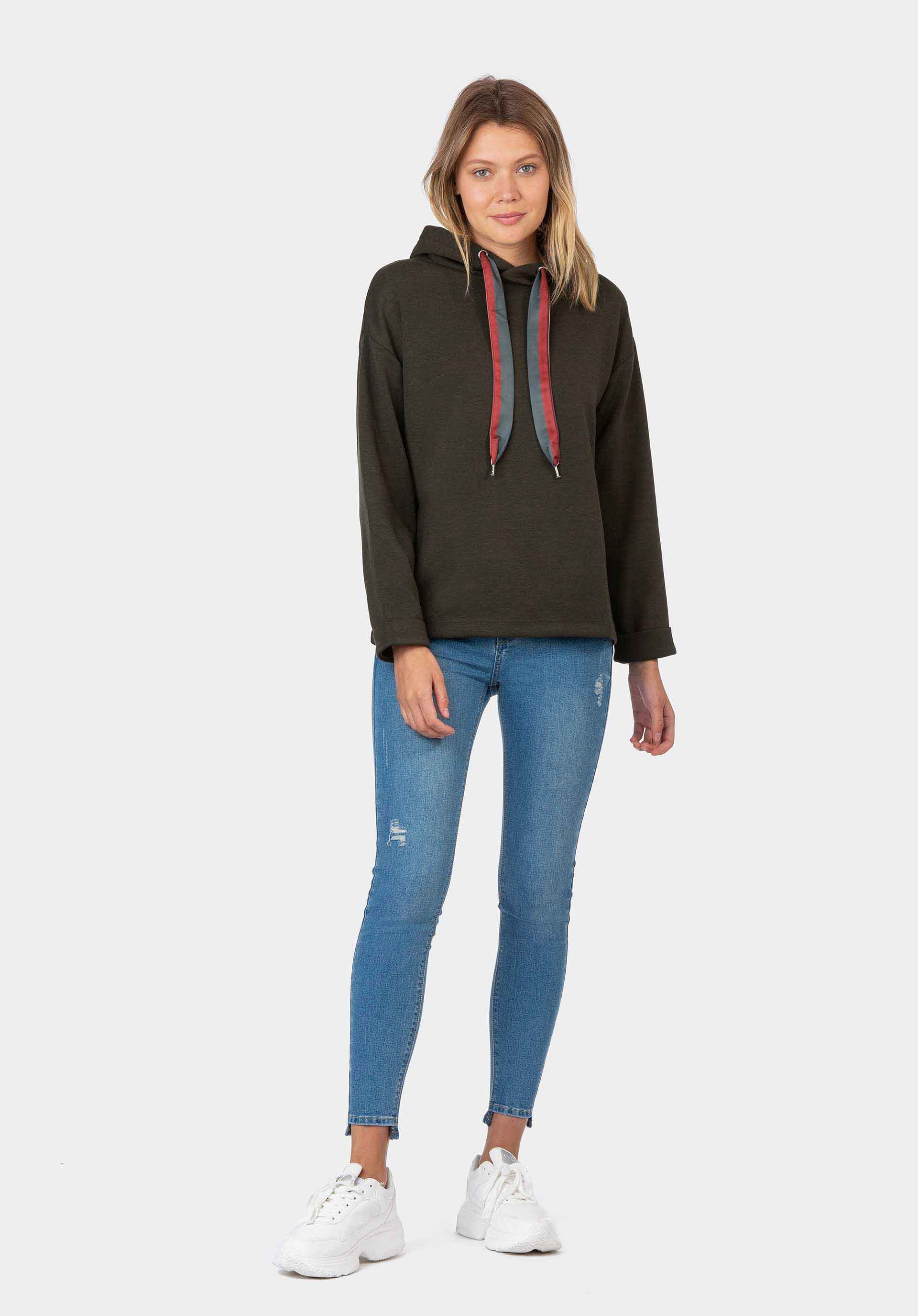 Camisola com capuz e tira colorida para mulher da Tiffosi