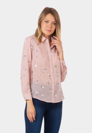 Camisa rosa com flores bordadas para mulher da Tiffosi