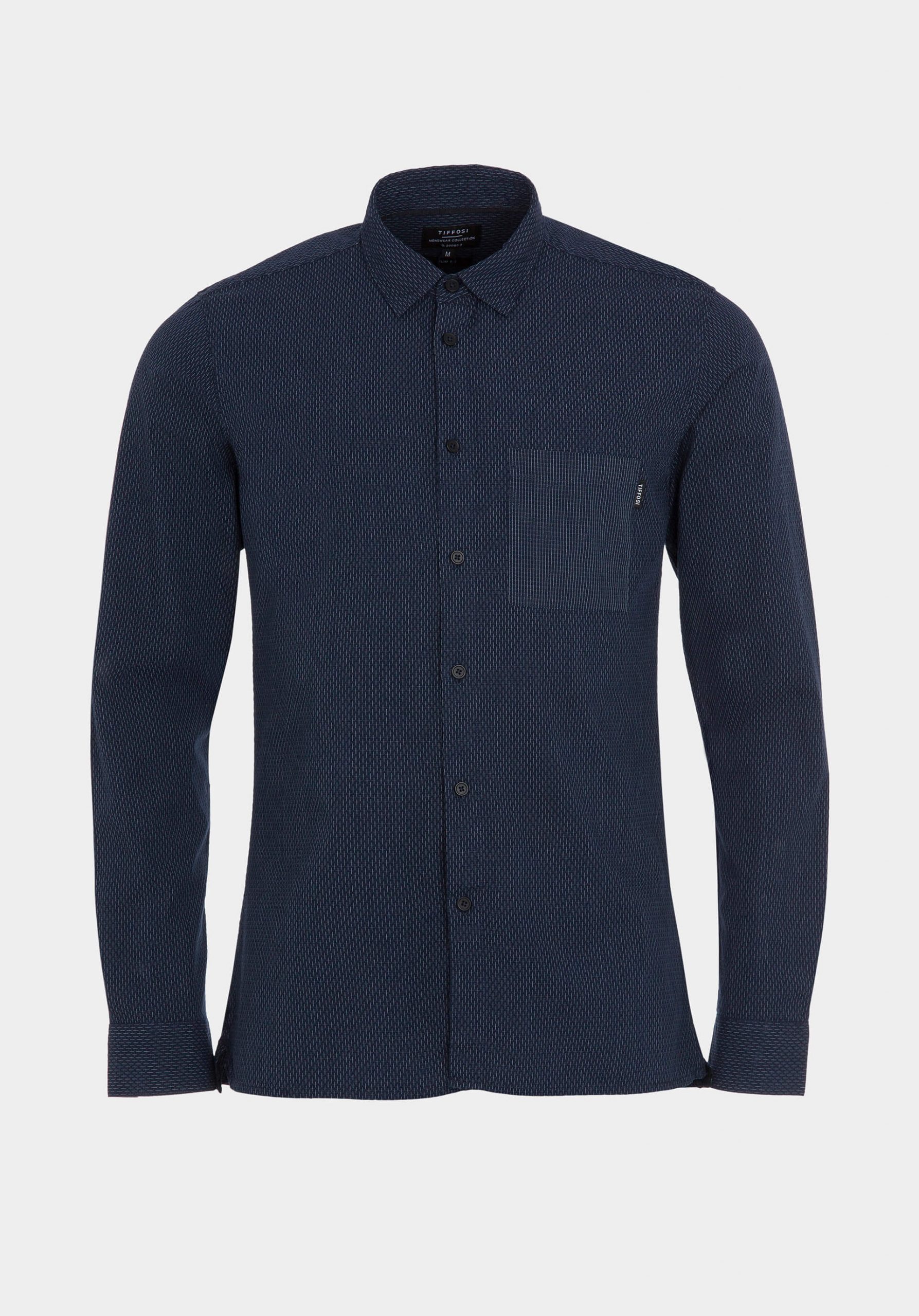 Camisa azul com bolso de chapa para homem da Tiffosi