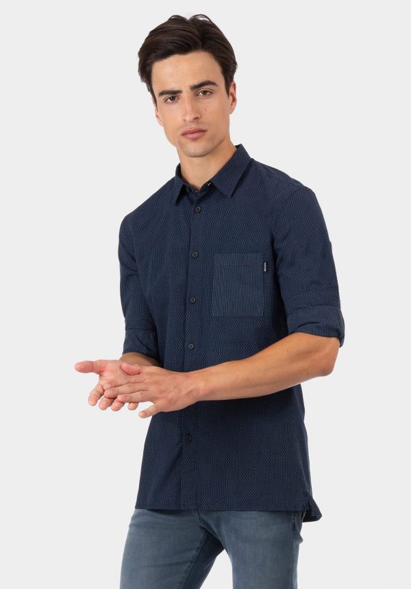 Camisa azul com bolso de chapa para homem da Tiffosi
