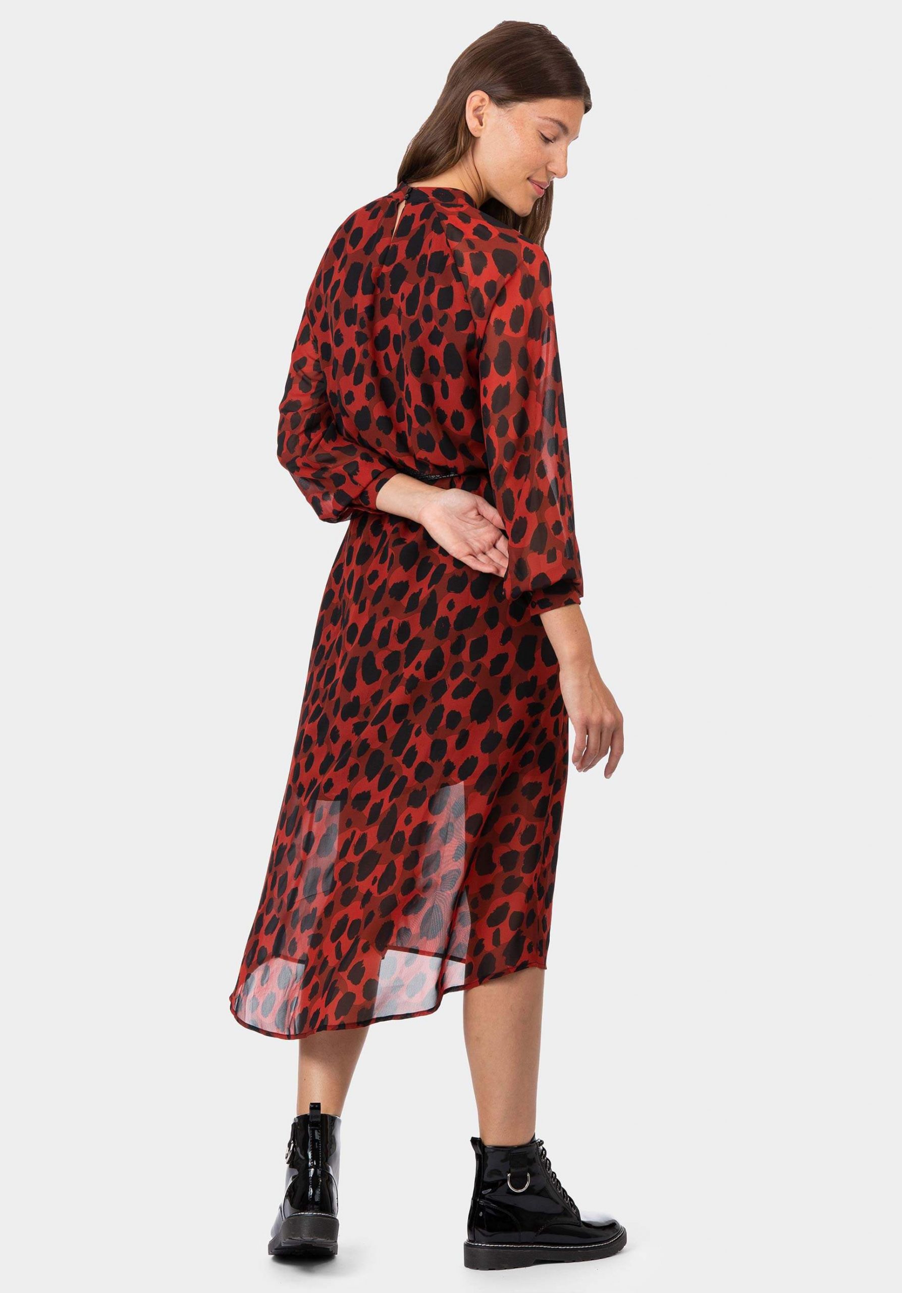 Vestido bordô comprido com print leopardo da Tiffosi