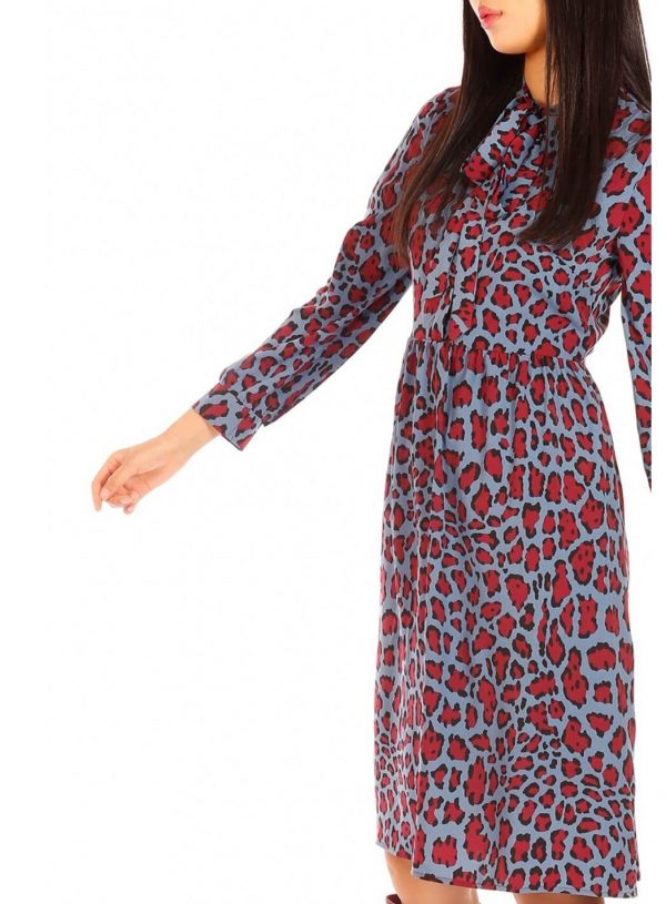 Vestido longo leopardo azul para mulher da Minueto