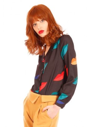 192101-2 Camiseiro print lábios coloridos para mulher da Minueto