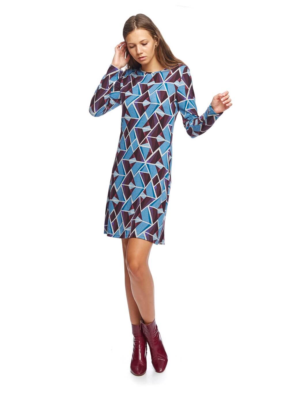Vestido de malha com print geométricos da Md`m