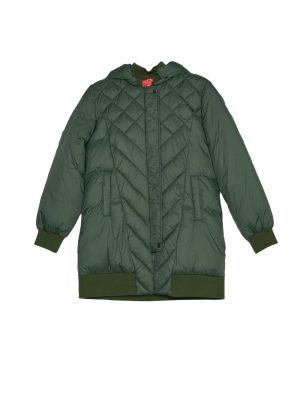 Parka verde acolchoada com capuz para mulher da Md`m