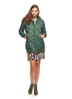 Parka verde acolchoada com capuz para mulher da Md`m