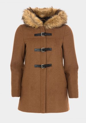 Casaco camel de fazenda c/ capuz para mulher da Tiffosi