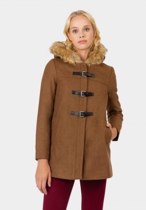 Casaco camel de fazenda c/ capuz para mulher da Tiffosi