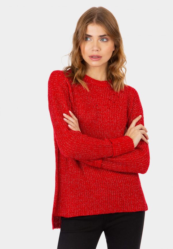 Camisola vermelha com lurex para mulher da Tiffosi