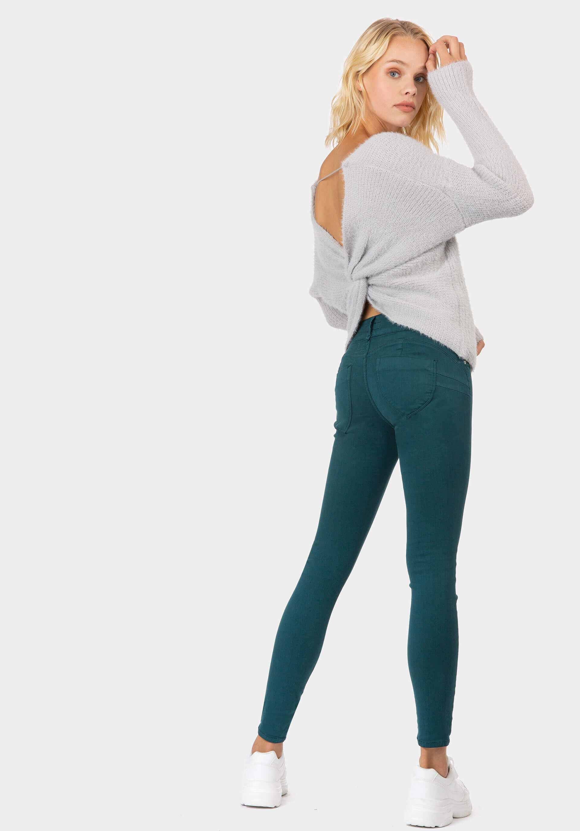 Camisola cinza com entrelaçado para mulher da Tiffosi