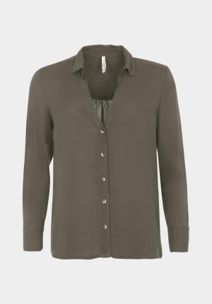 10030247_831_1 Camiseiro kaki com decote em bico para mulher da Tiffosi