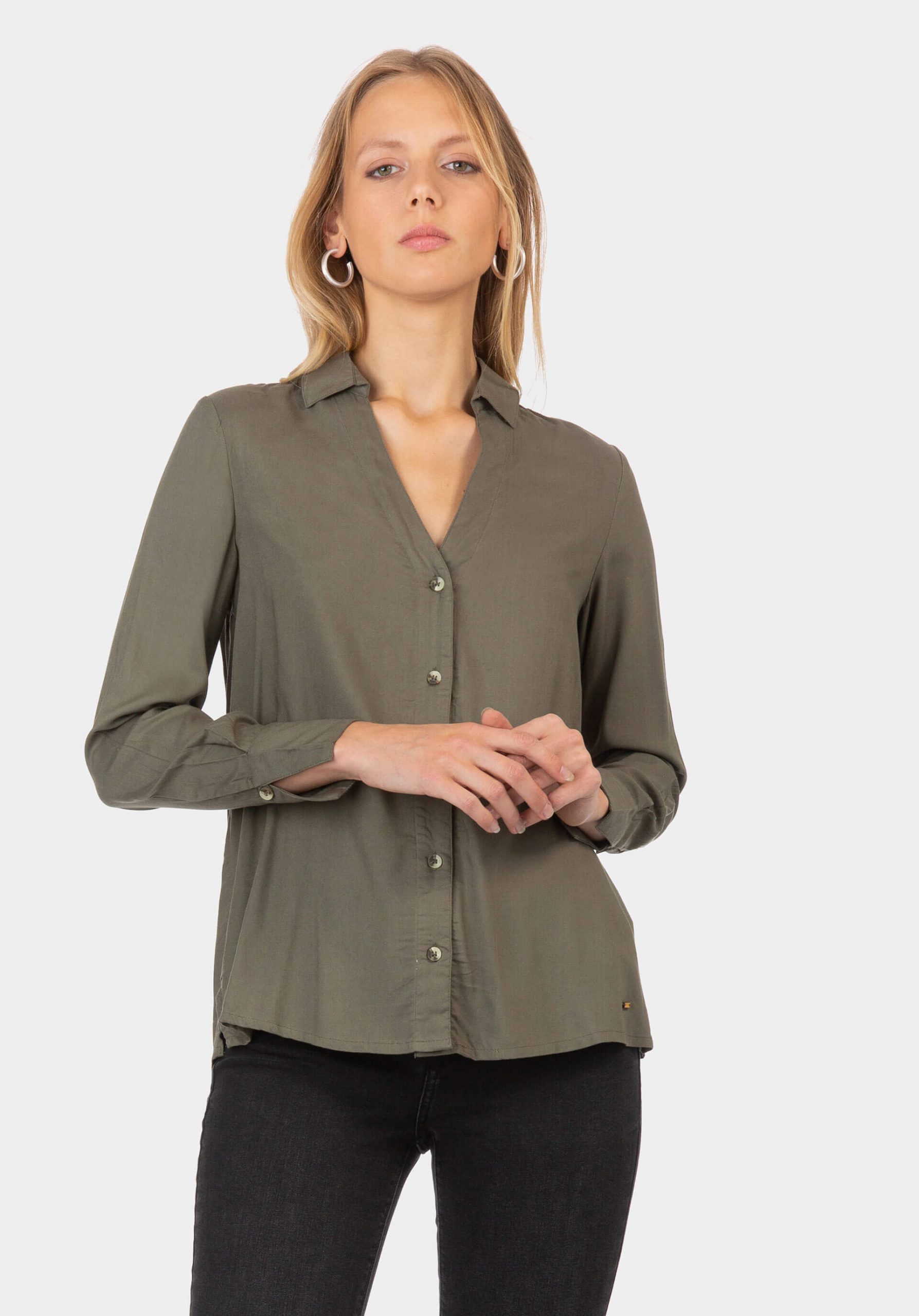 Camiseiro kaki com decote em bico para mulher da Tiffosi