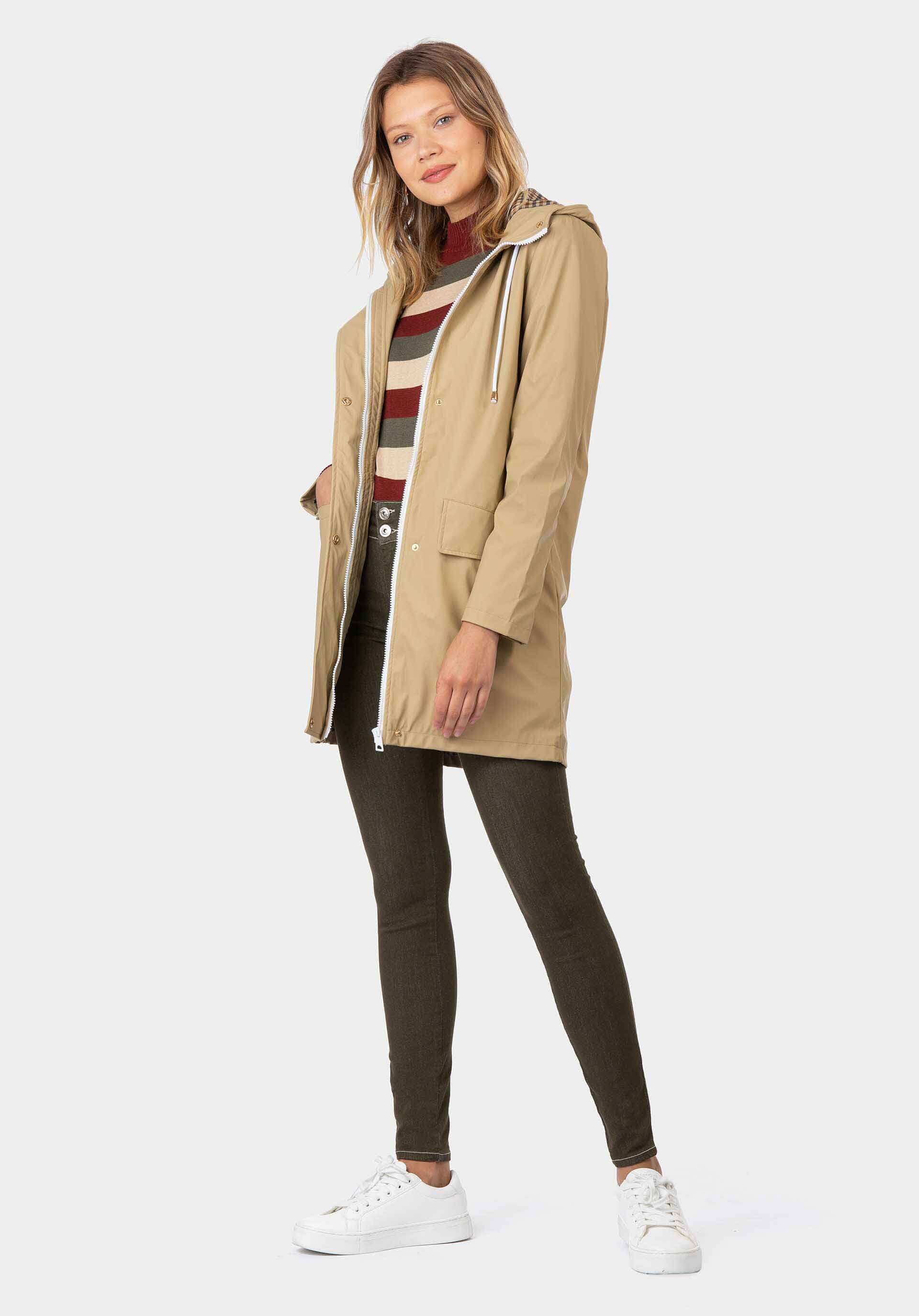 Gabardina bege com capuz para mulher da Tiffosi