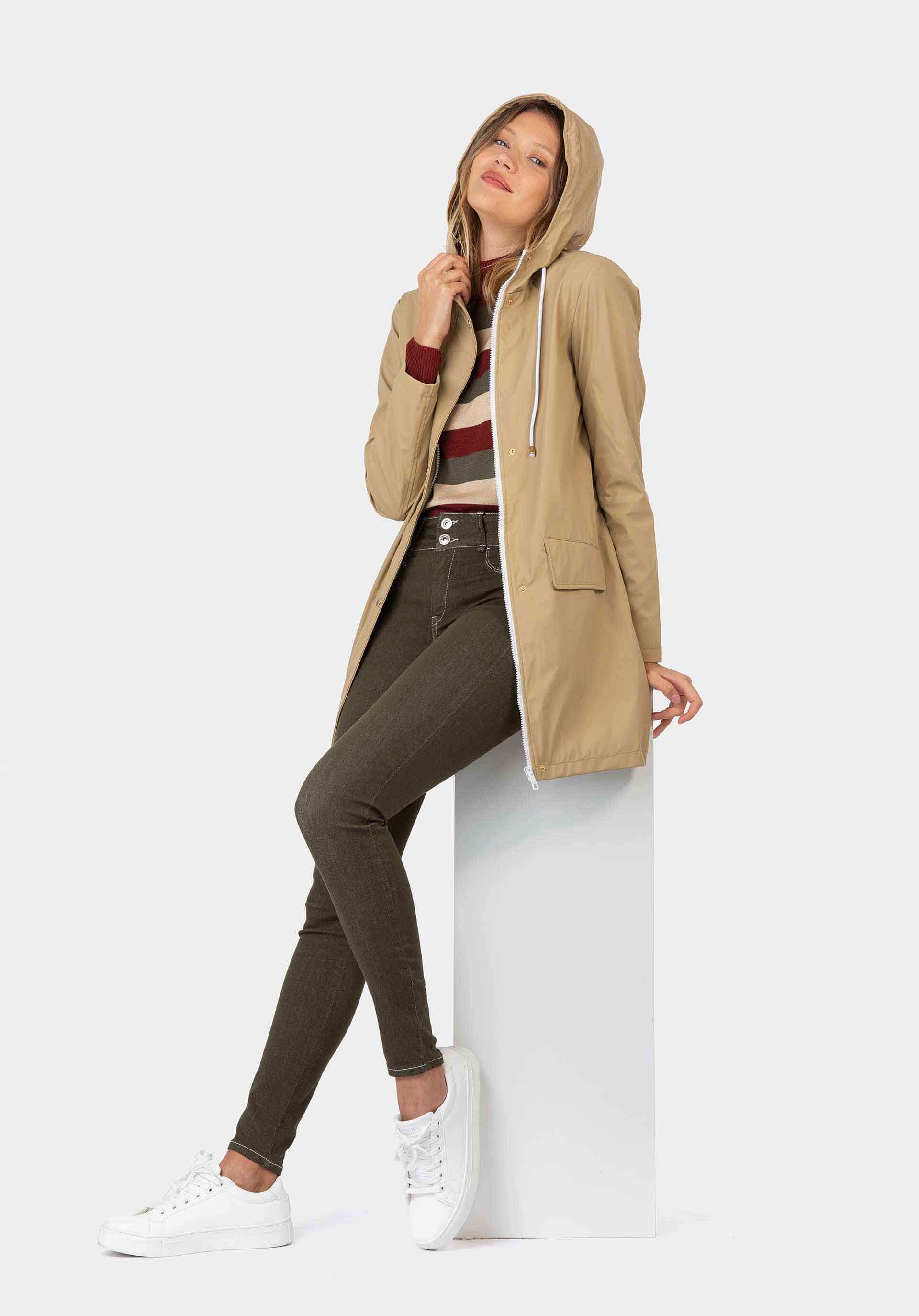 Gabardina bege com capuz para mulher da Tiffosi