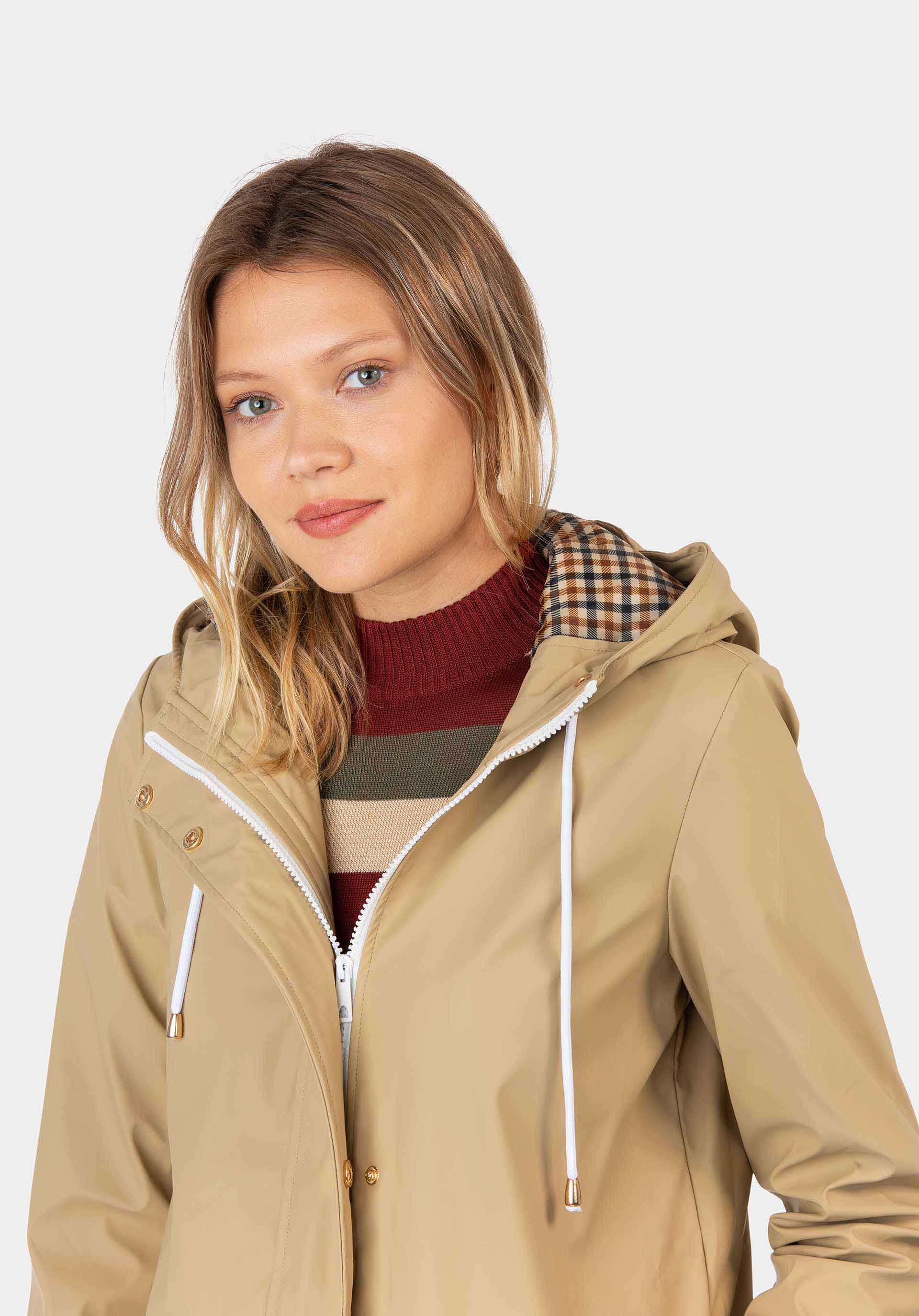 Gabardina bege com capuz para mulher da Tiffosi