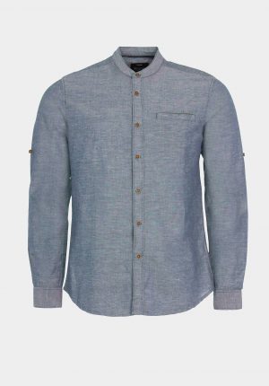 Camisa azul com pé de gola para homem da Tiffosi