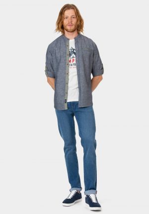 Camisa azul com pé de gola para homem da Tiffosi