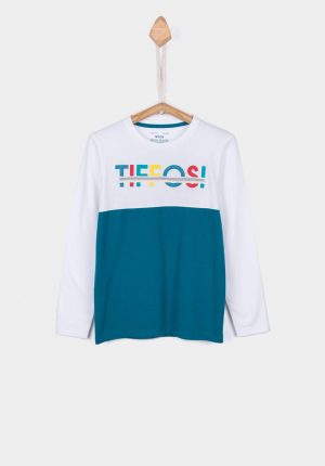 T-shirt bicolor texto relevo para menino da Tiffosi