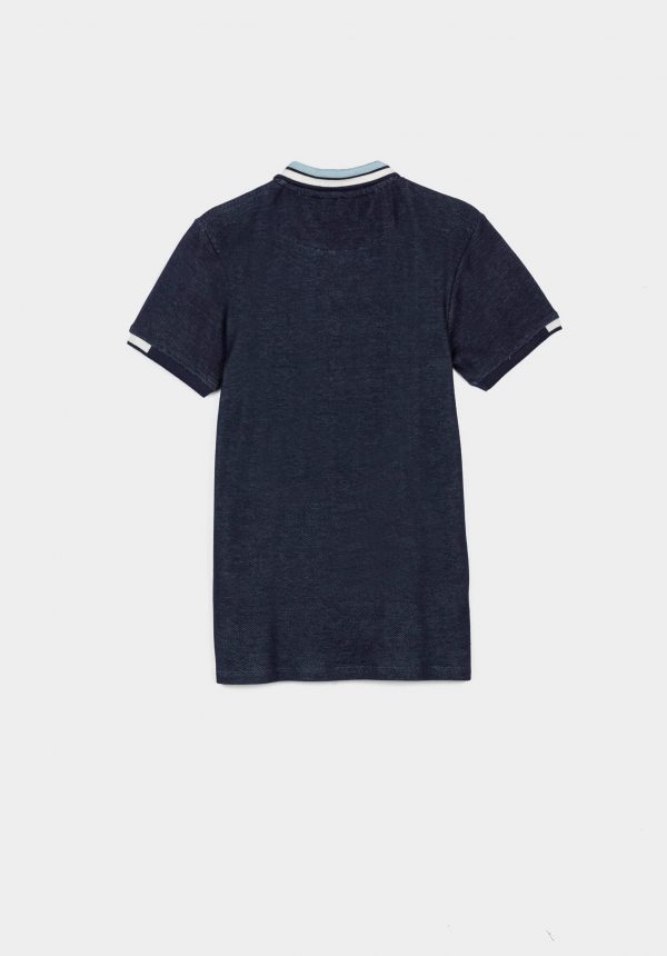 Polo de jacquard azul para menino da Tiffosi