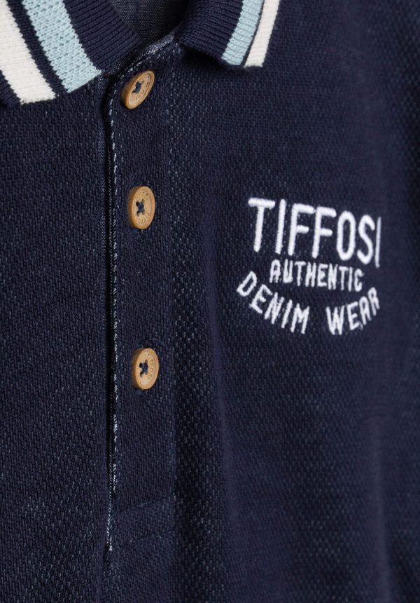 Polo de jacquard azul para menino da Tiffosi