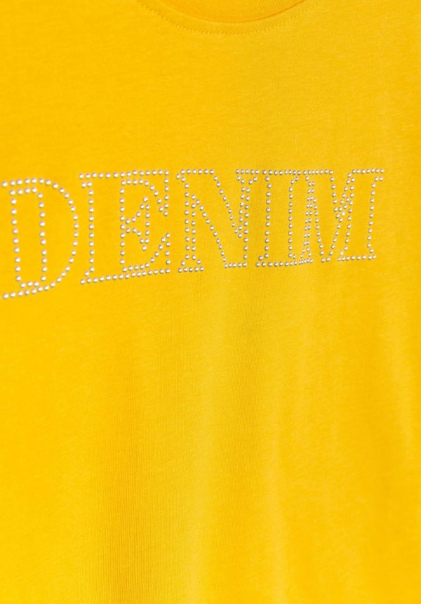 T-shirt amarela curta com texto para menina da Tiffosi