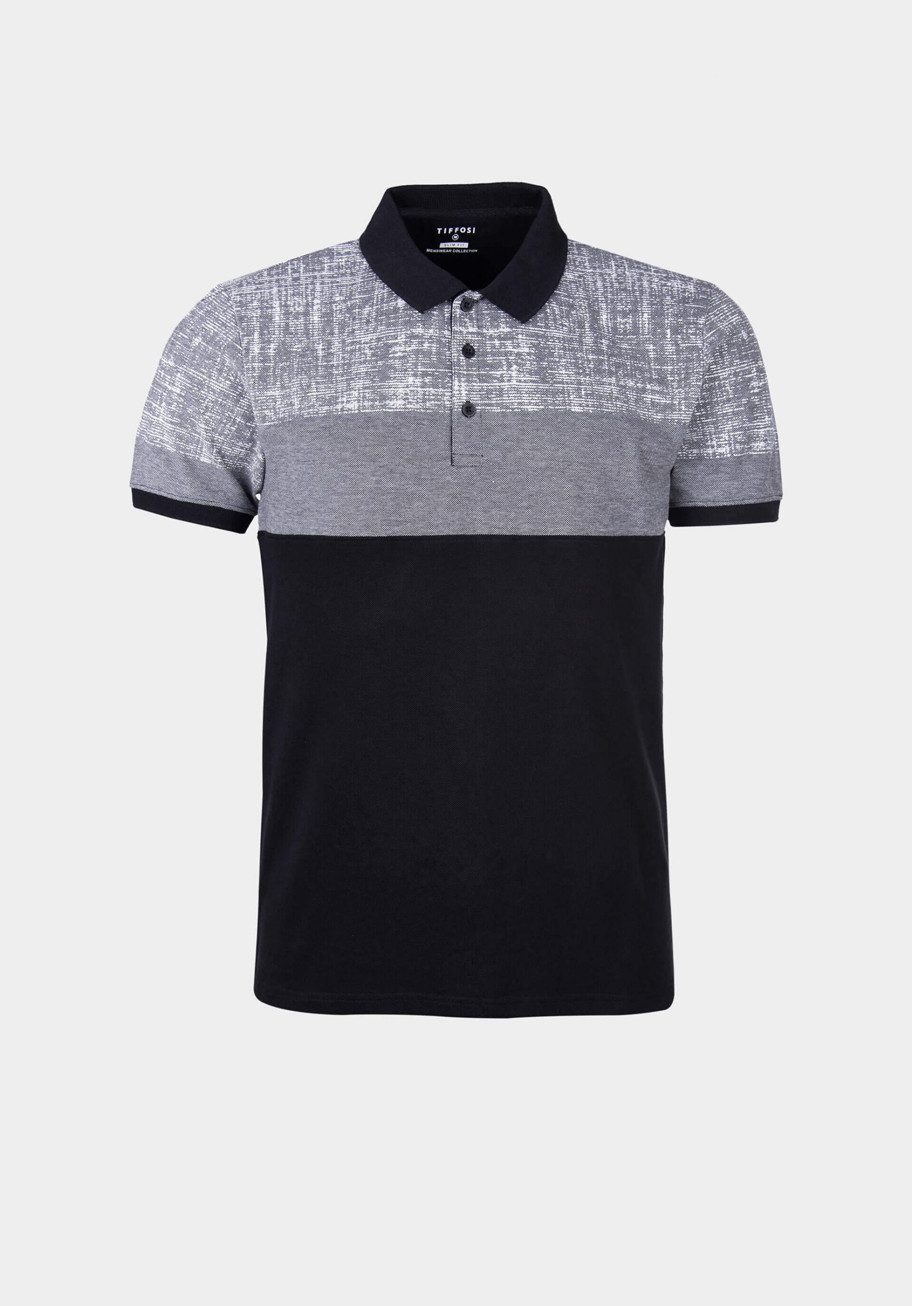 Polo piqué tricolor para homem da Tiffosi