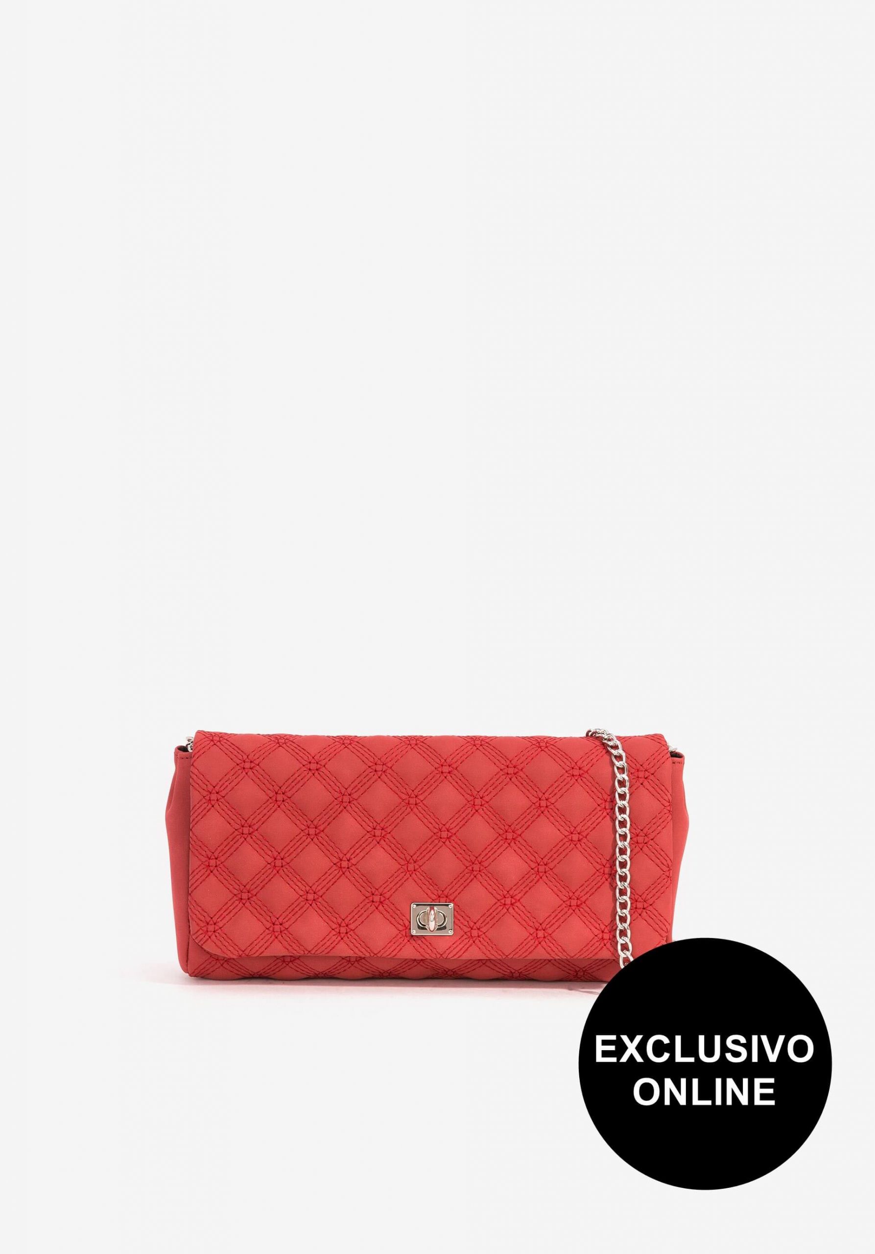 Clutch vermelho com alça metálica para mulher da Vilanova
