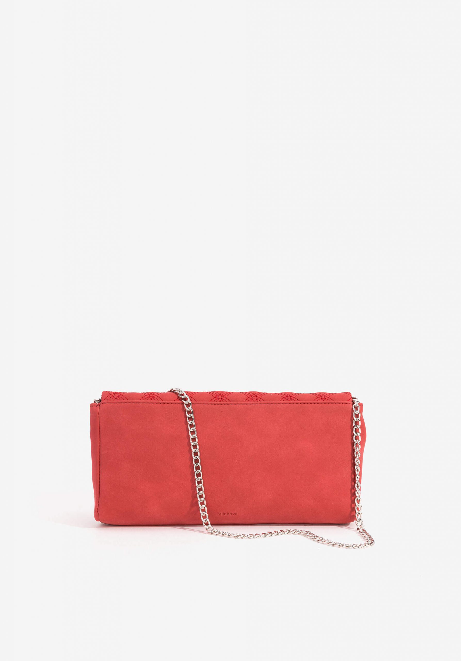 Clutch vermelho com alça metálica para mulher da Vilanova