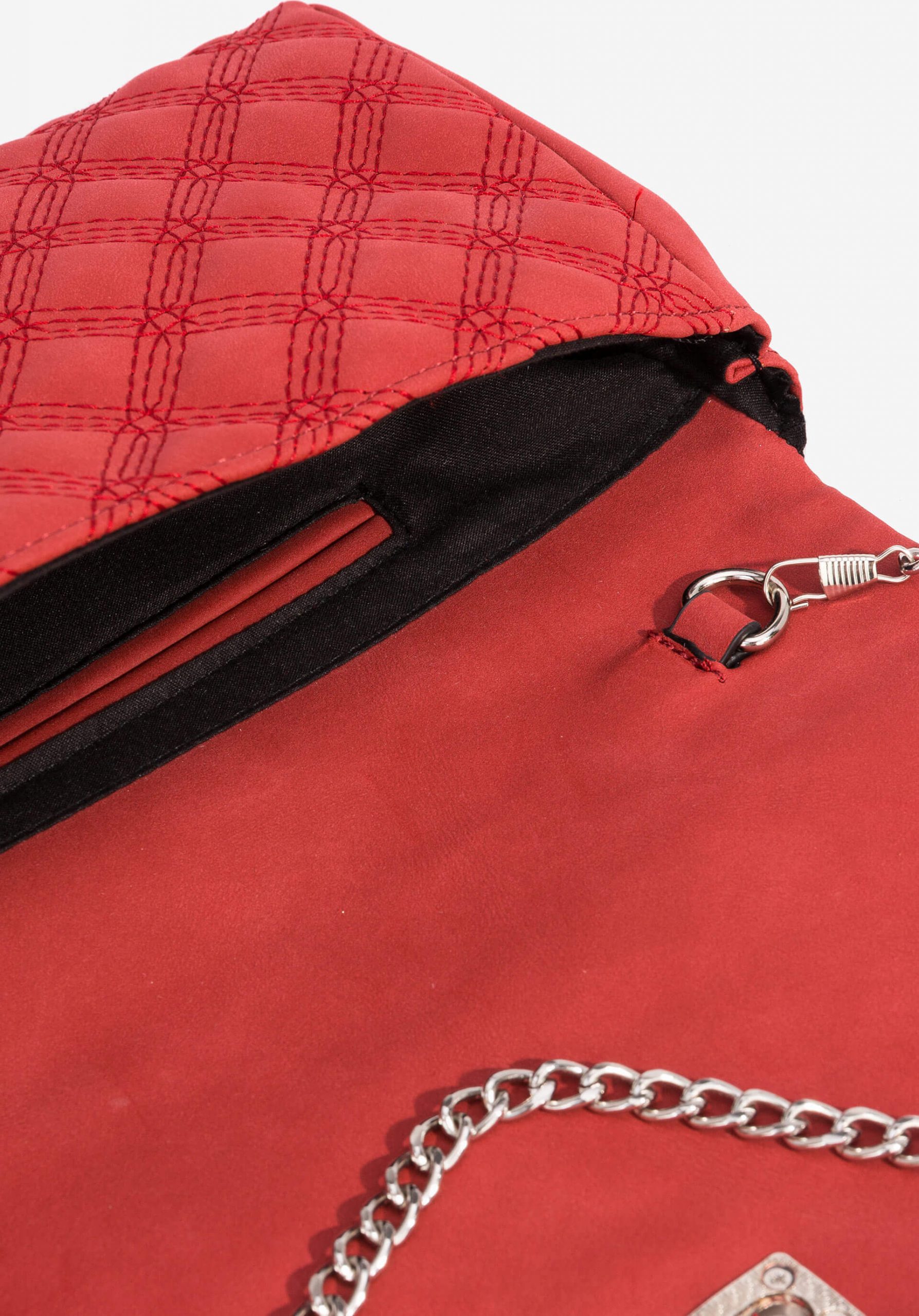 Clutch vermelho com alça metálica para mulher da Vilanova