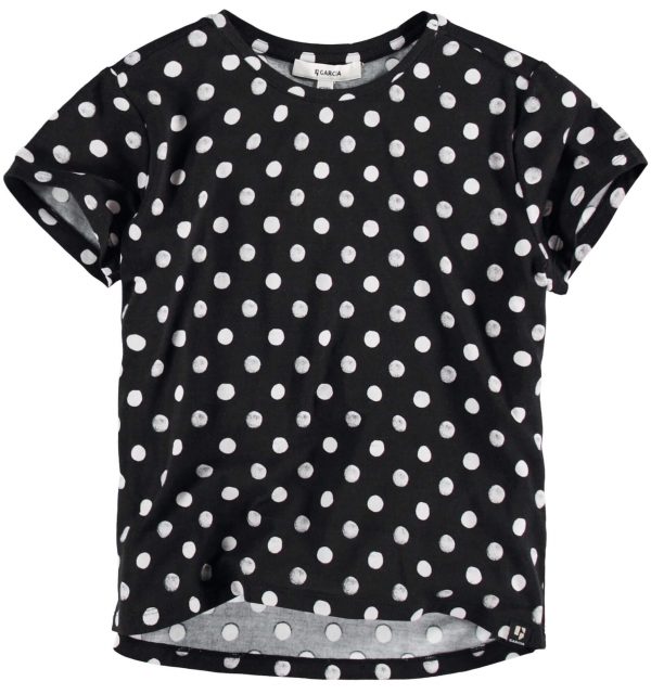 T-shirt preta com bolas para menina da Garcia Jeans