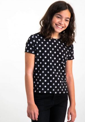 T-shirt preta com bolas para menina da Garcia Jeans