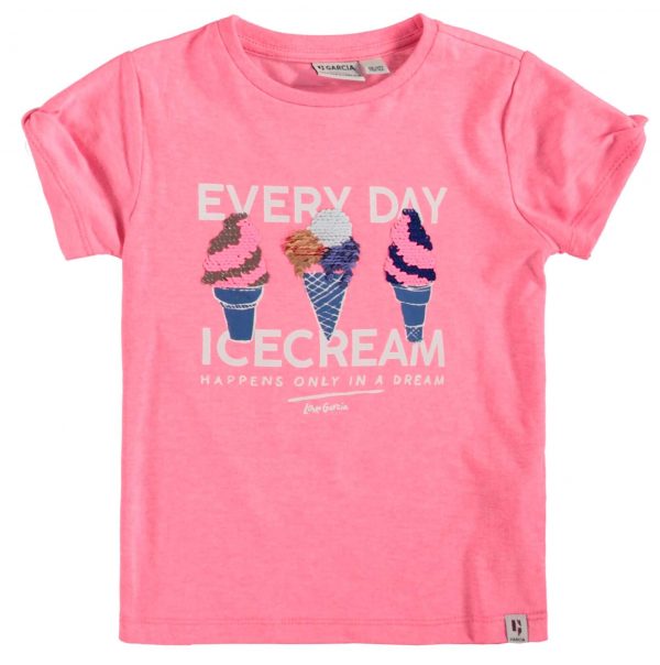 T-shirt rosa com estampa para menina da Garcia Jeans