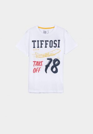 T-shirt branca c/ avião para menino da Tiffosi