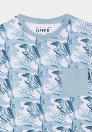 T-shirt estampado tropical azul para menino da Tiffosi